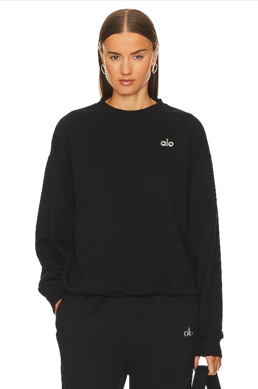 Alo Yoga Accolade Crewneck Sweatshirt in Black Size S
